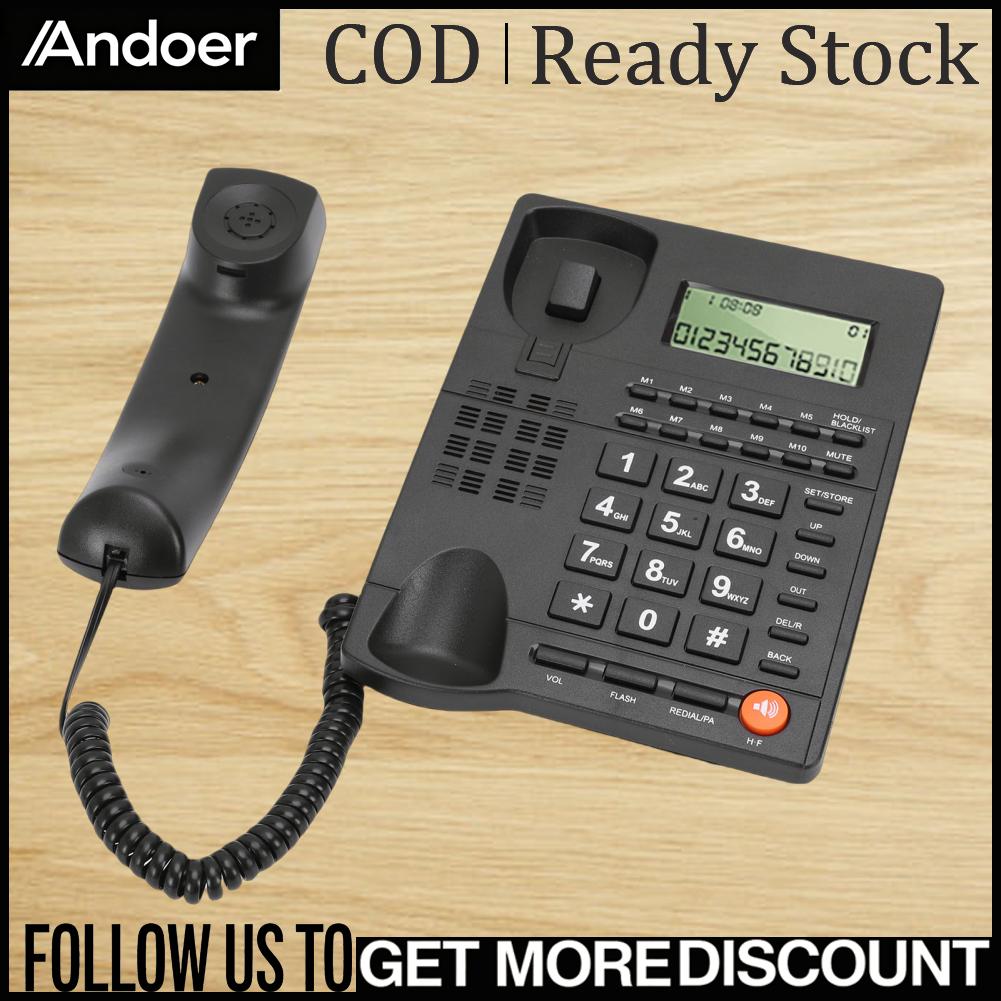 Andoer Corded Landline Phone Caller ID Hotel Home Phone Large Key Telephone with Speaker Clear Display ราคา 283 บาท*ส่งฟรี