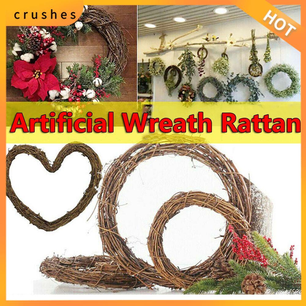 CRUSHES 10-30CM Lễ hội mây Cửa sổ treo Trang trí giáng sinh Vòng hoa đám cưới Wreath Wicker Cầu mây Hình tròn / hình trái tim Vòng hoa mây