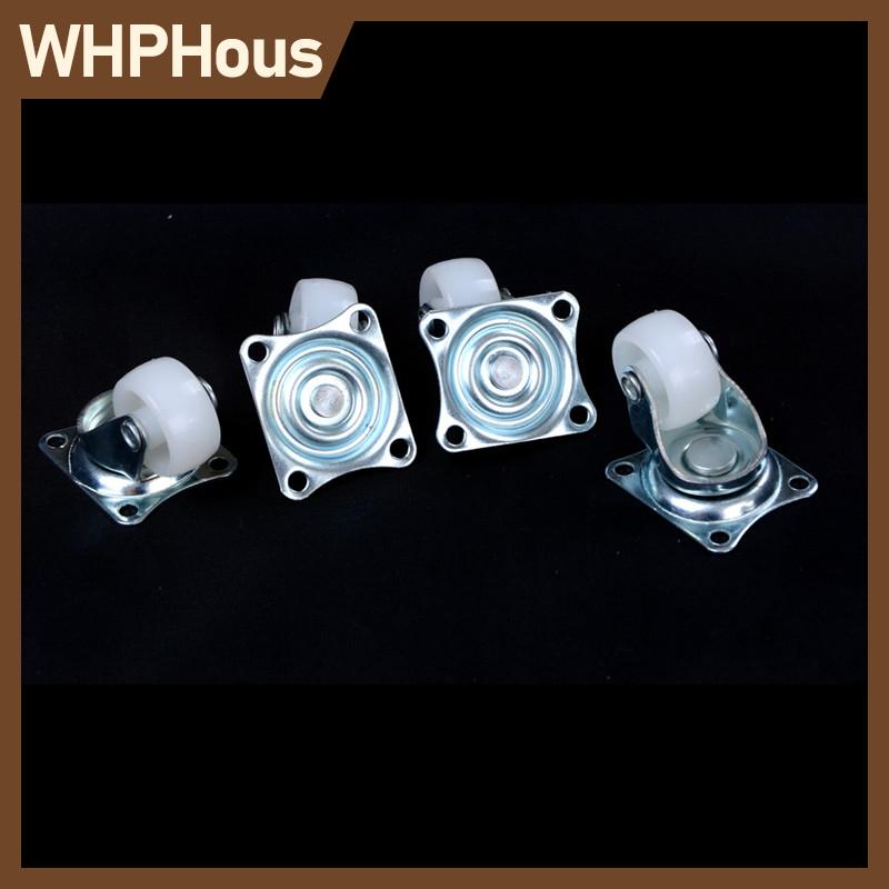 WHPHous 4pcs 10kg Universal Swivel Casters 1 Wheels Castor White PP Nylon Roller Wheel