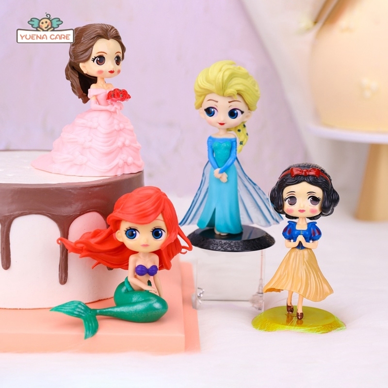 YNC Disney Princess Figure Cute Figures Collectibles Snow White,Bella,Elsa,Sophia,Ariel Figure Cake Toy Topper Gift
