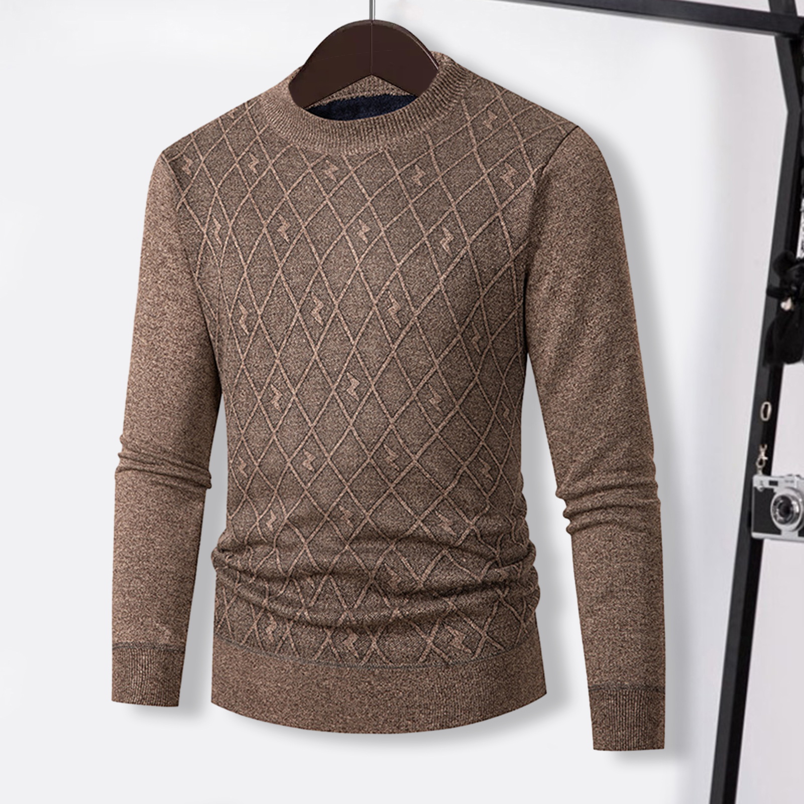 Maglione tinta unita Maglione a maniche lunghe Maglione invernale da uomo Caldo girocollo Pullover per il freddo Alla moda e accogliente39_voghion.com