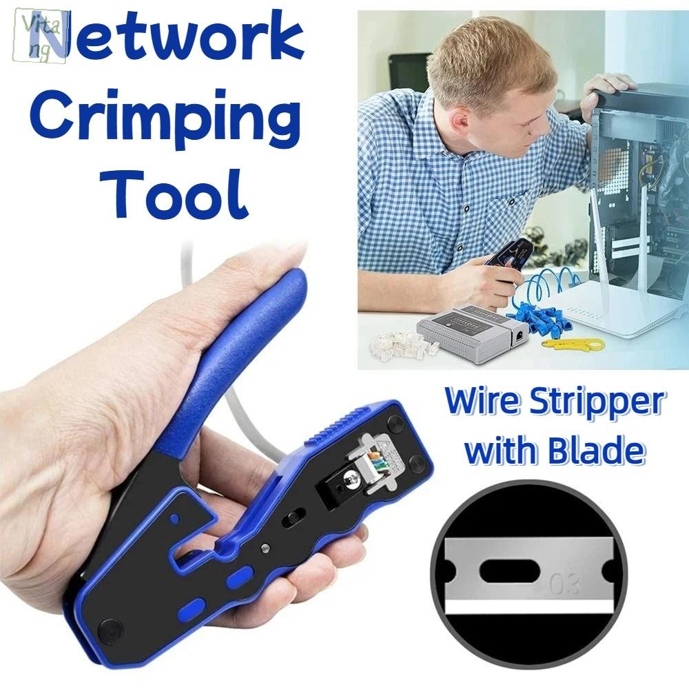 VITANG Cắt dây Công cụ Crimping Mạng Kẹp dây ép Chức năng tước Dụng cụ kìm bấm RJ45 Kết nối an toàn Sản xuất cáp Dụng cụ bóc dây Dụng cụ kết nối dây
