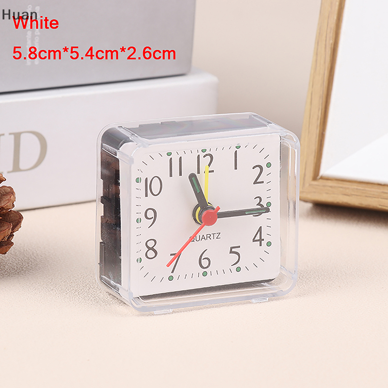 Huan 1PC Mini Vuông Đồng hồ báo thức thạch anh Đồng hồ báo thức Pin hoạt động bảng phòng ngủ đồng hồ cho ngủ nghiên cứu trang trí nội thất