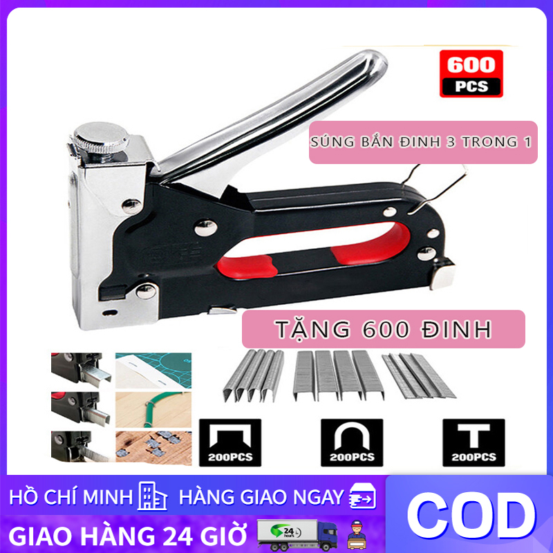 Tool world Súng bắn ghim đa năng, Kìm bắn đinh ghim cầm tay 3 trong 1 có tăng lực, bấm cả 3 kiểu ghim П U T,Tặng kèm 600 đinh, cỡ 4-14 mm, súng bắn đinh, súng bắn đinh hơi, súng bắn ván ép