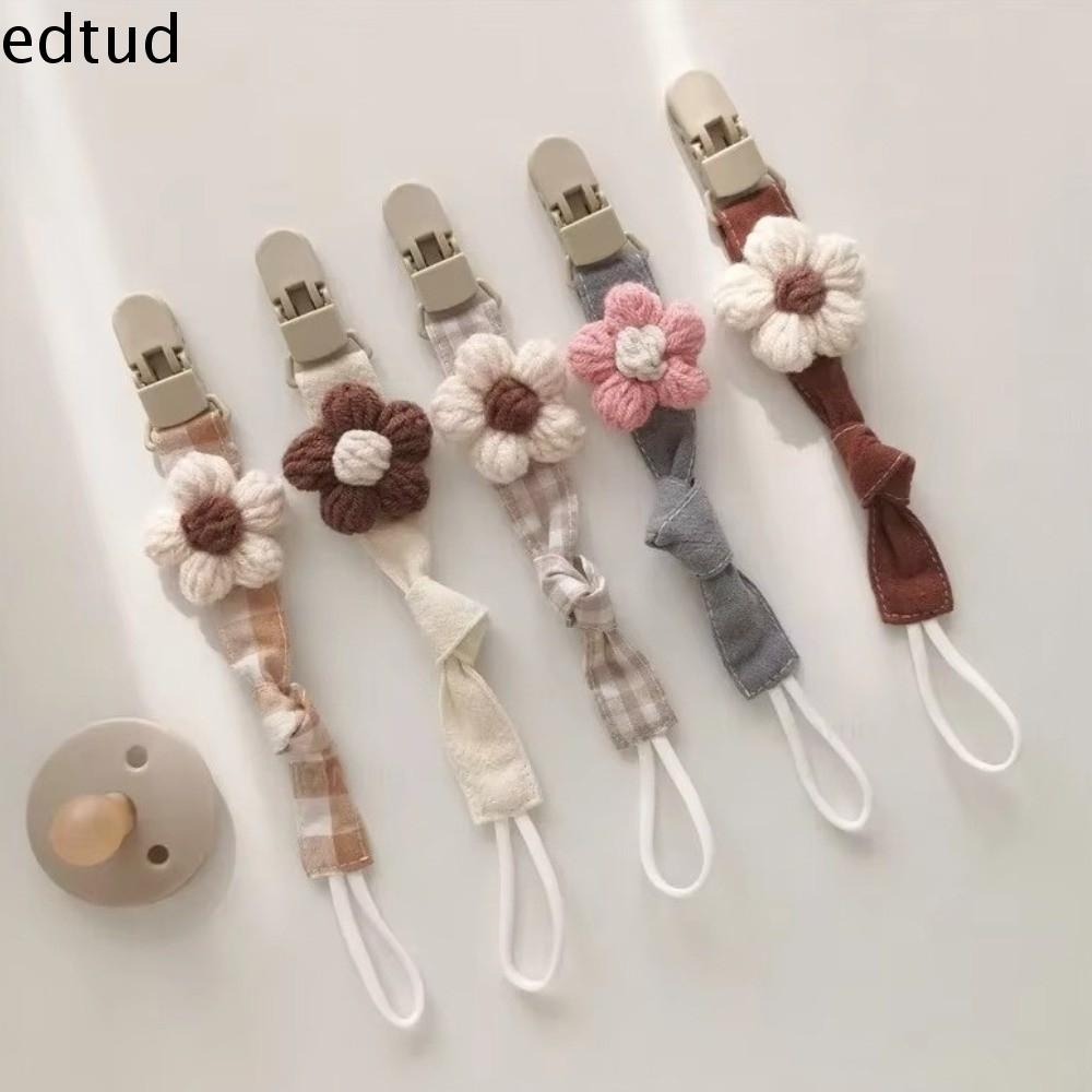 EDTUD Dễ thương Giá đỡ núm vú giả hình bông hoa Nhựa Kẻ sọc Dây giữ núm vú giả cho bé Sự quyến rũ Đầy màu sắc Kẹp núm vú giả thêu Trẻ sơ sinh