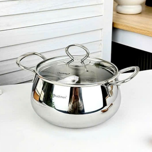 Nồi Táo Tai Đôi Chockmen 14cm Kèm Nắp Nồi Inox Mini Đun Cháo Sốt CKM855