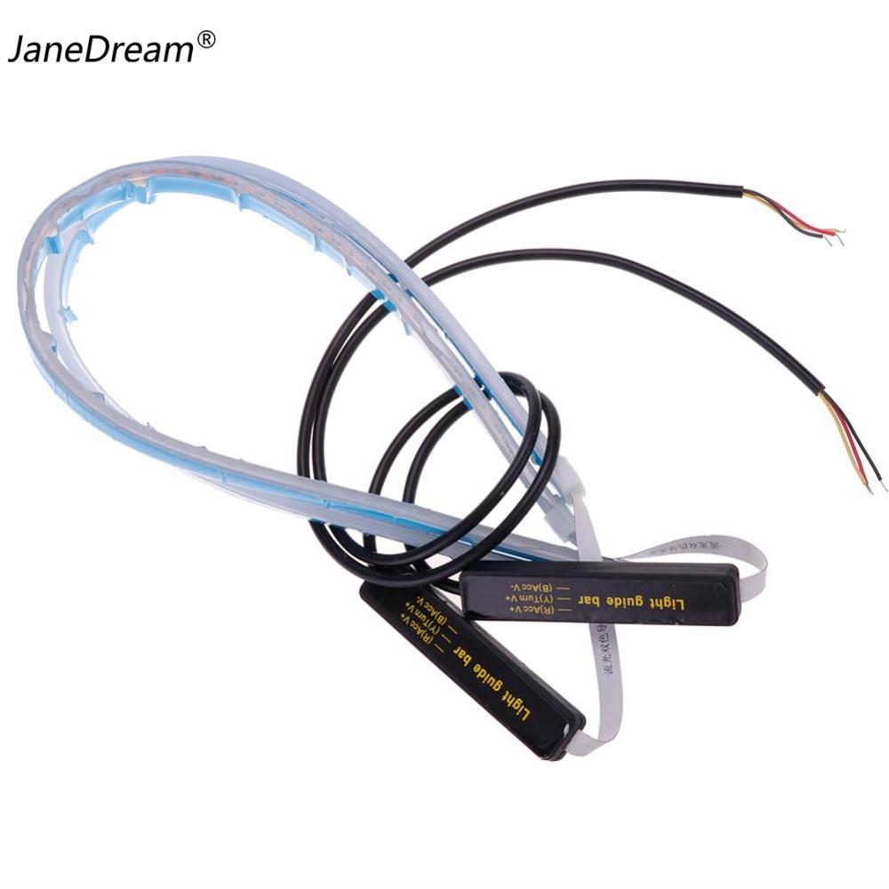 JaneDream , 2 Dây Đèn LED Ống Mềm Siêu Mỏng 60Cm Cho Xe Hơi Đèn Chạy Ban Ngày, Đèn Báo Rẽ