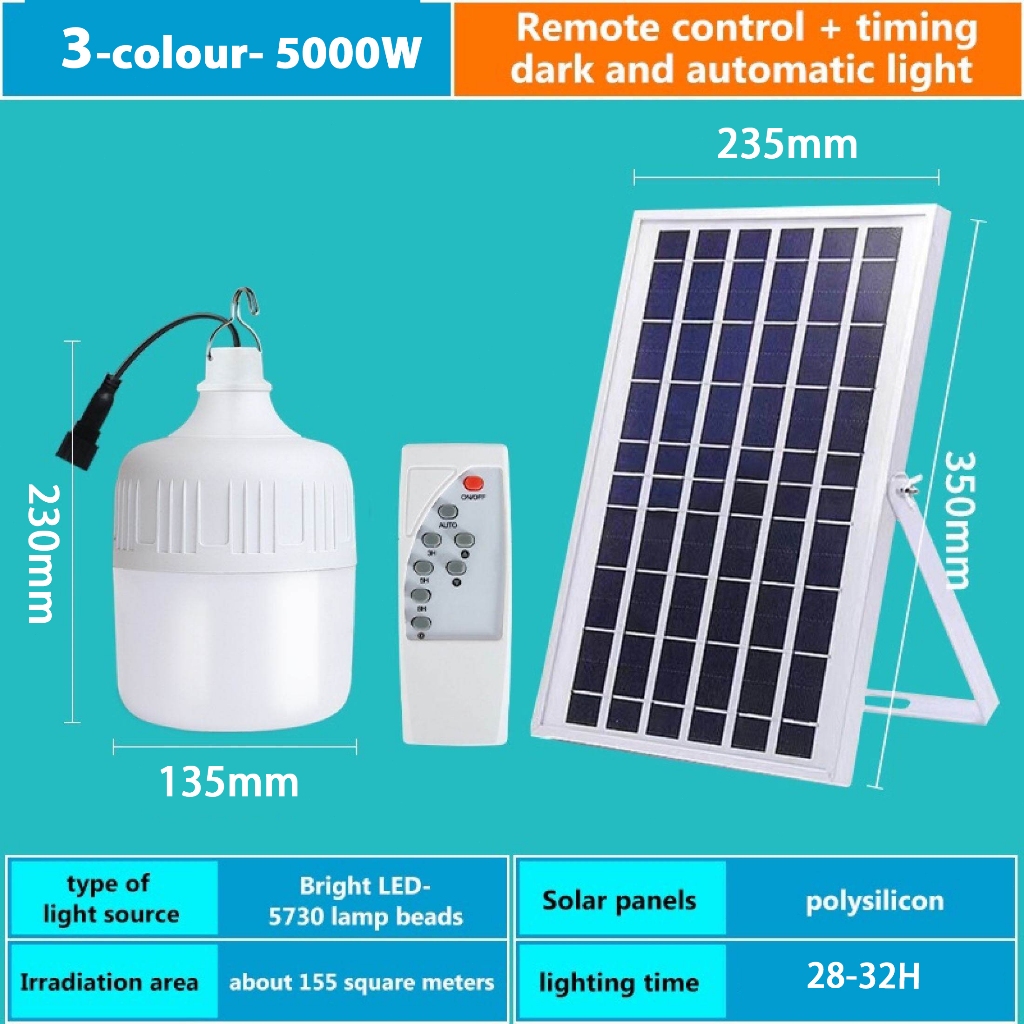 Solar Light Bulb Outdoor Portable Solar Powered Led Bulb Charged Garden Lamp Yard Hiking Tent Fishing Camping Emergency