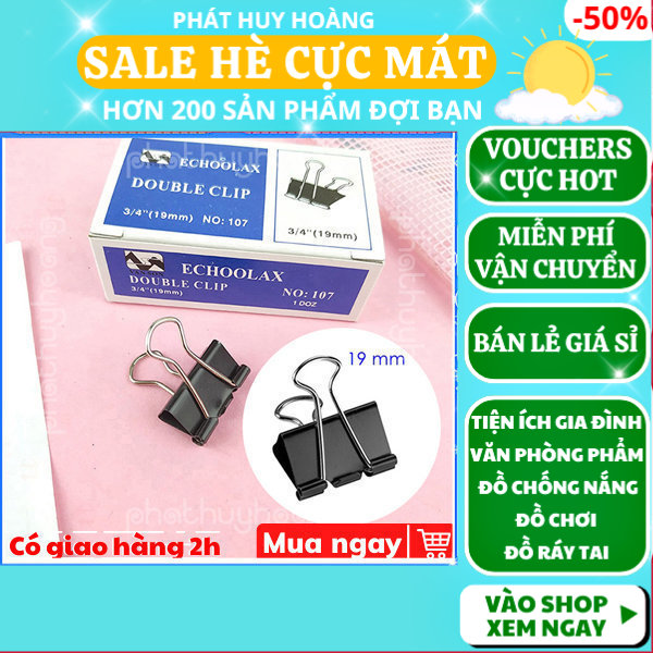 Hộp 12 kẹp bướm giấy tờ nhiều kích cỡ · Echoolax giá rẻ, kẹp giấy bướm màu đen nhỏ, kẹp tài liệu văn phòng, kẹp văn phòng phẩm siêu chắc, kẹp giấy a4 mini tiện lợi, phụ kiện học tập kẹp đề cương, đồ dùng học tập, Phát Huy Hoàng