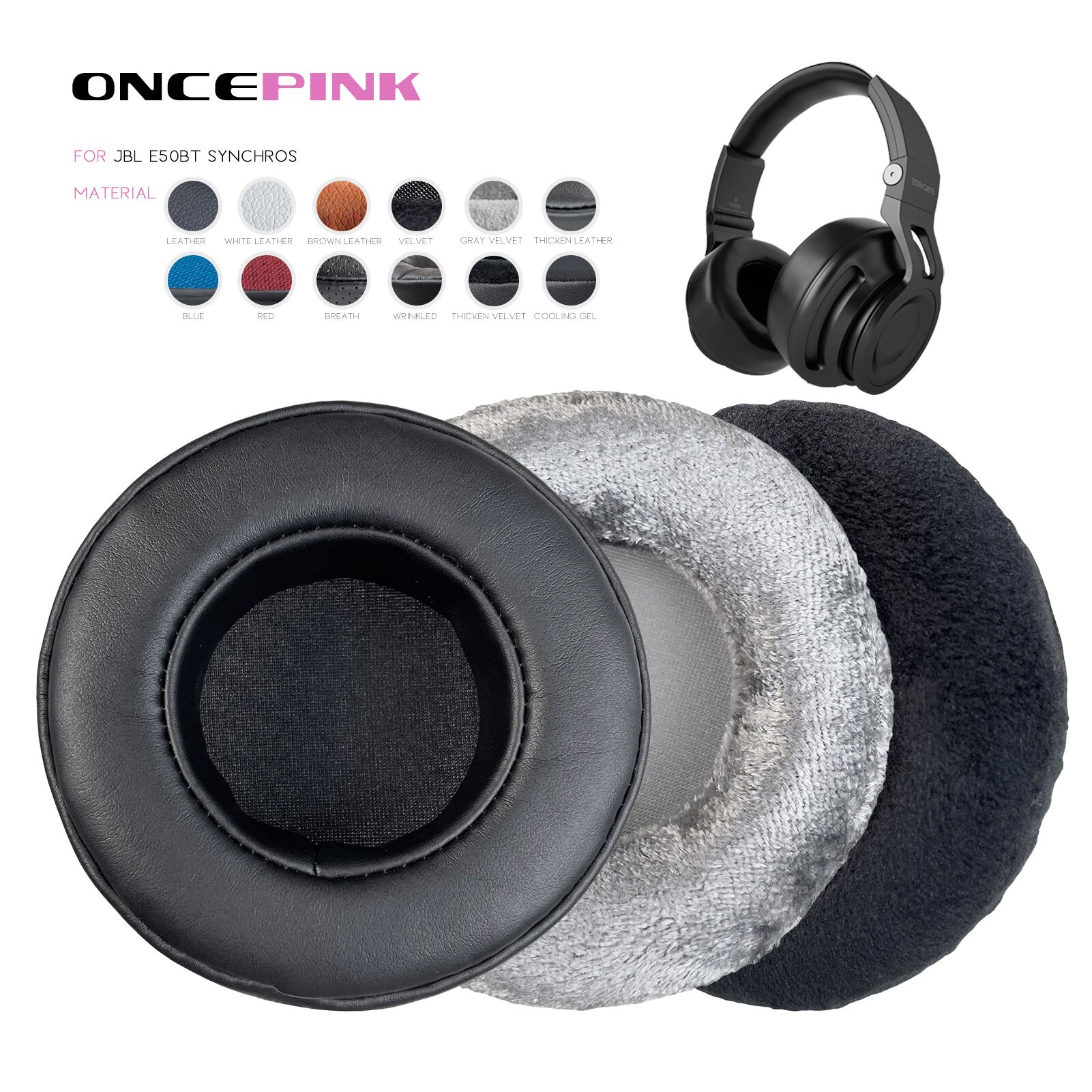 Oncepink Miếng đệm tai thay thế cho JBL E50BT Synchros tai nghe dày đệm earmuffs bịt tai Headband