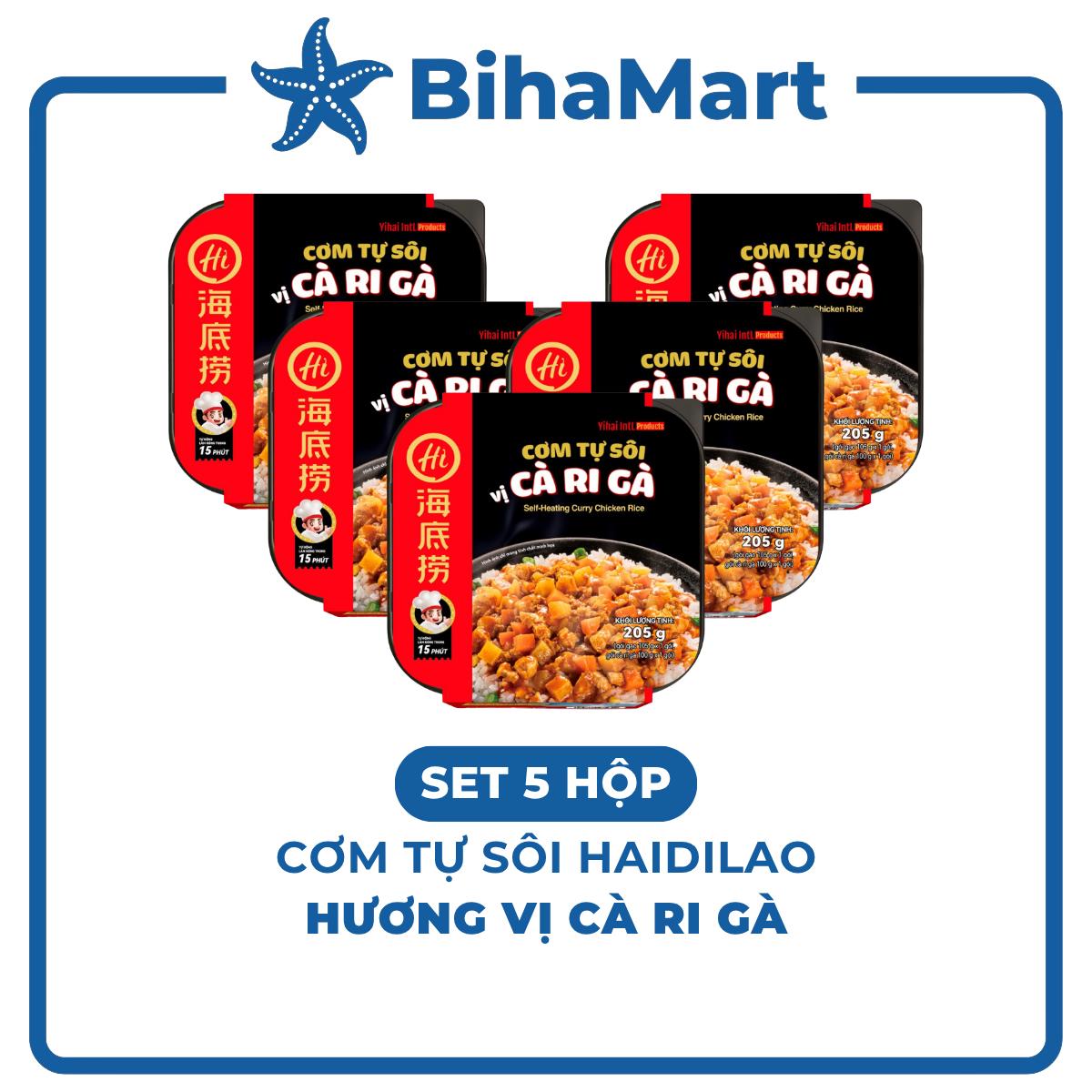 [SET 5 HỘP] - YIHAI - Cơm tự sôi Haidilao hương vị Cà ri gà, Cơm tự sôi Hadilao Cà ri gà (205g/hộp)