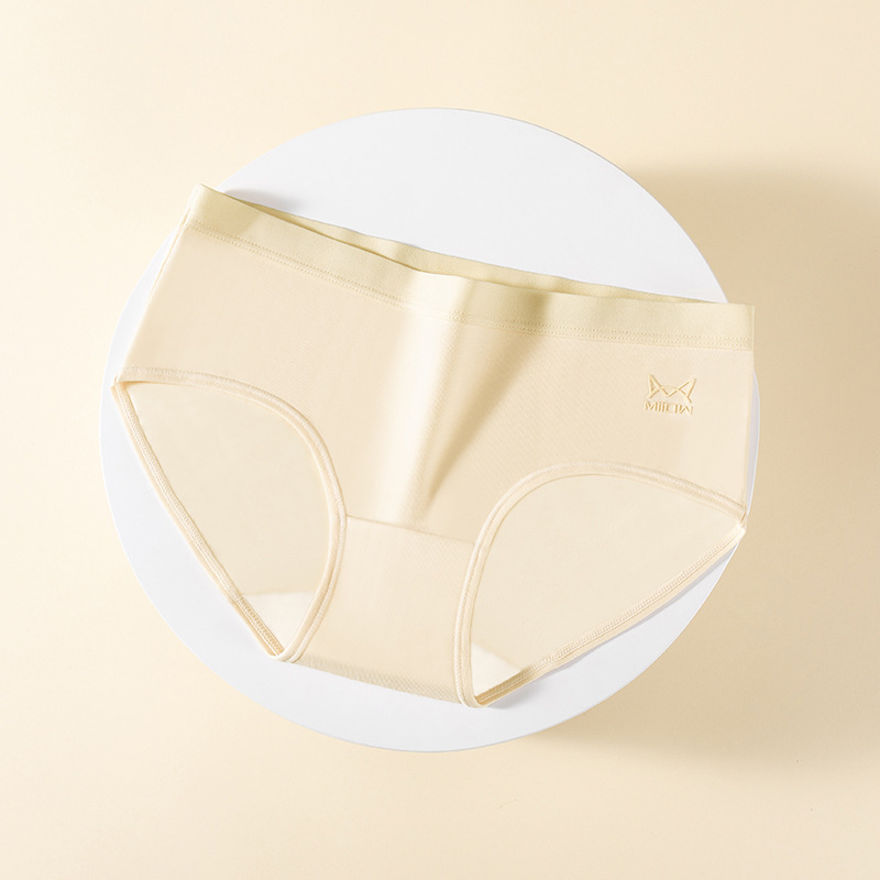 Đơn Giản cotton nguyên chất màu đơn Mèo Người Quần Lót Phụ Nữ Liền Mạch kích thước lớn Cô Gái Giữa Eo Bông Kháng Khuẩn Quần Lót Phụ Nữ Tinh Khiết Bông