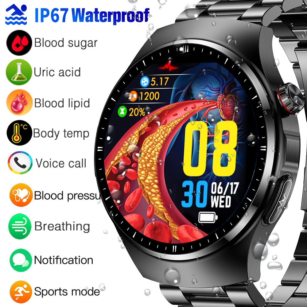 TK25 Smart Watch Blood Glucose Blood Lipid Uric Acid Body Fat Temperature Monitoring Smartwatch For Men Women Bracelet Bluetooth Call Waterproof Men's Wristwatch ราคา 1,325 บาท*ส่งฟรี