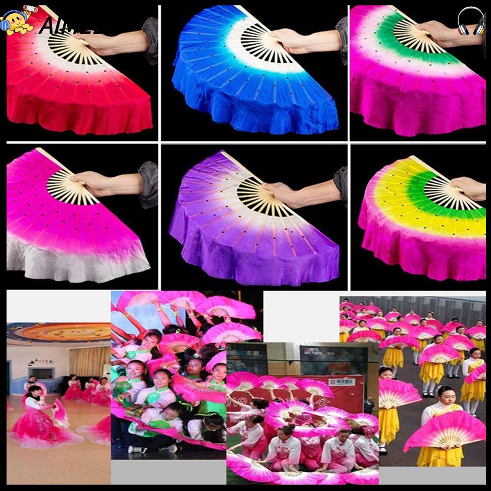 AIMEE 40cm Luyện Tập vũ công Giả Dài Quạt múa bụng Quạt lụa dài Quạt tơ nhân tạo Quạt lụa