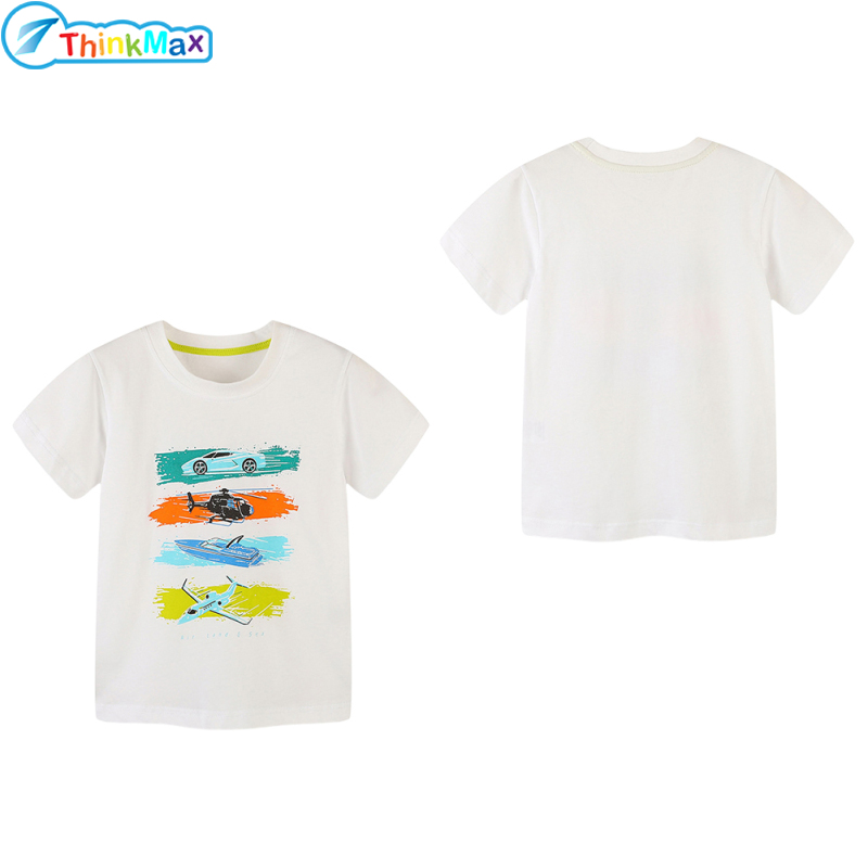 Kids Short Sleeves T-shirt Summer Round Neck Pullover Tops Cute Car Boat Airplane Printing Casual Cotton Shirt For Boys ราคา 151 บาท*ส่งฟรี