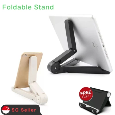 [Free Stand]Foldable Phone Tablet Stand Holder Adjustable Desktop Mount Stand Tripod Table Desk Support for iPhone iPad Mini 1 2 3 4 Air Pro Black and white colour