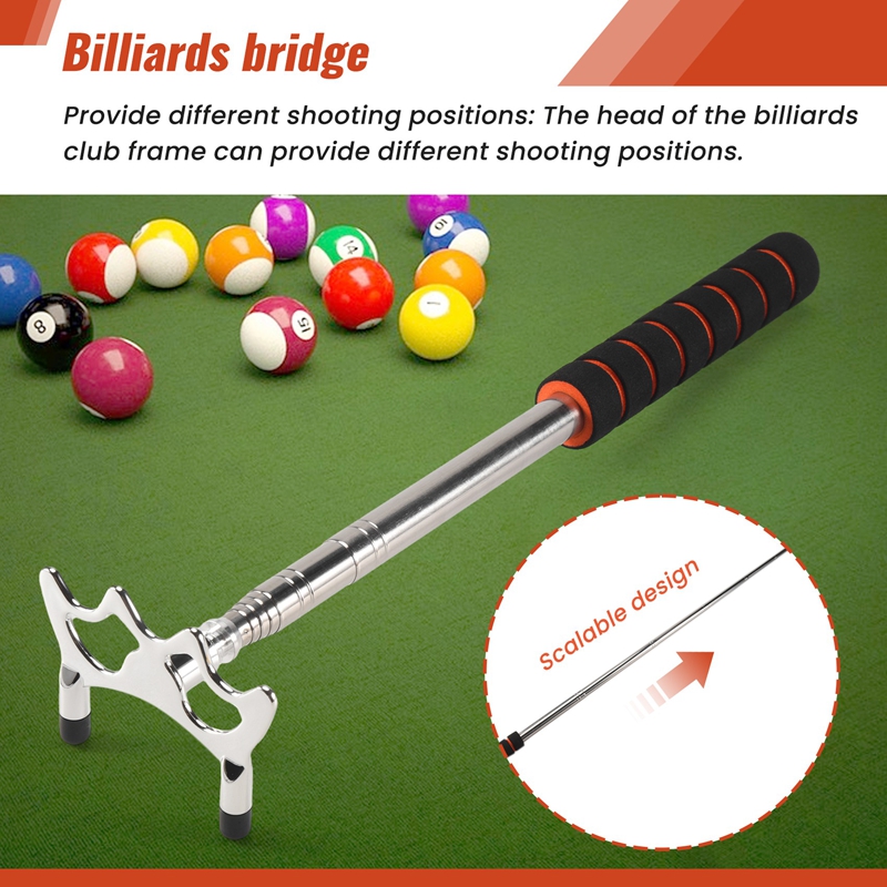 【Latest model】Retractable Billiard Cue Stick Bridge with 3Pcs Removable Brass Bridge Head Billiard Table Pool Cue Accessories ราคา 557 บาท*ส่งฟรี