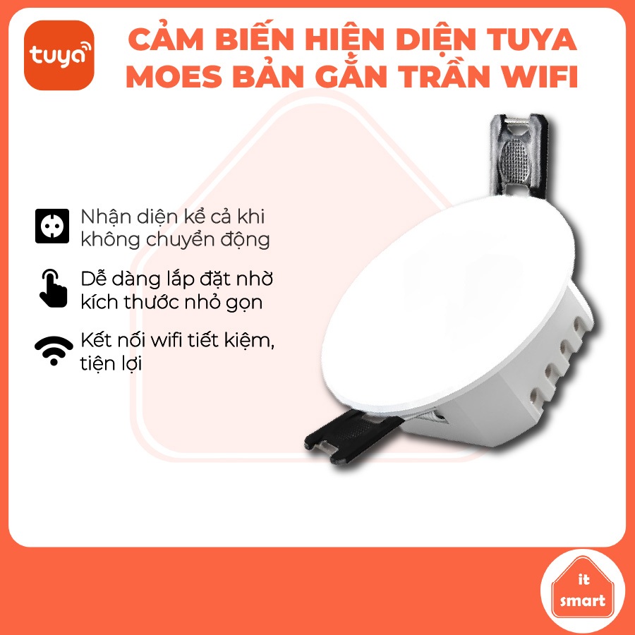 Cảm biến hiện diện Tuya Moes gắn tường nhận diện kể cả khi ngồi im tương đương Aqara FP1e