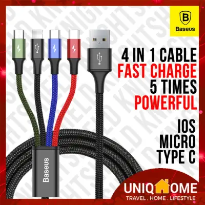 Baseus 4in1 Charging Cable Micro Cable Type C Cable USB C Cable Fast Charge iphone Cable Fast charging Cable Cables 3.5A multi cable