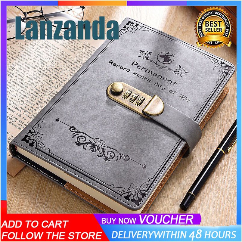 2025 New🔥study Diary with Lock PU Leather Combination Lock Journal (Combination Lock Diary) A5 Passw