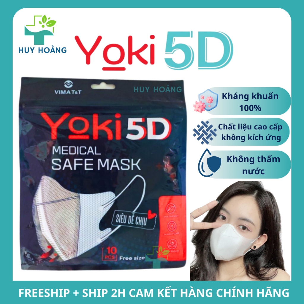  Khẩu trang 5D Mask Yoki 4 lớp 50 cái kháng khuẩn khẩu trang chống nắng siêu dày chuẩn form đủ màu 