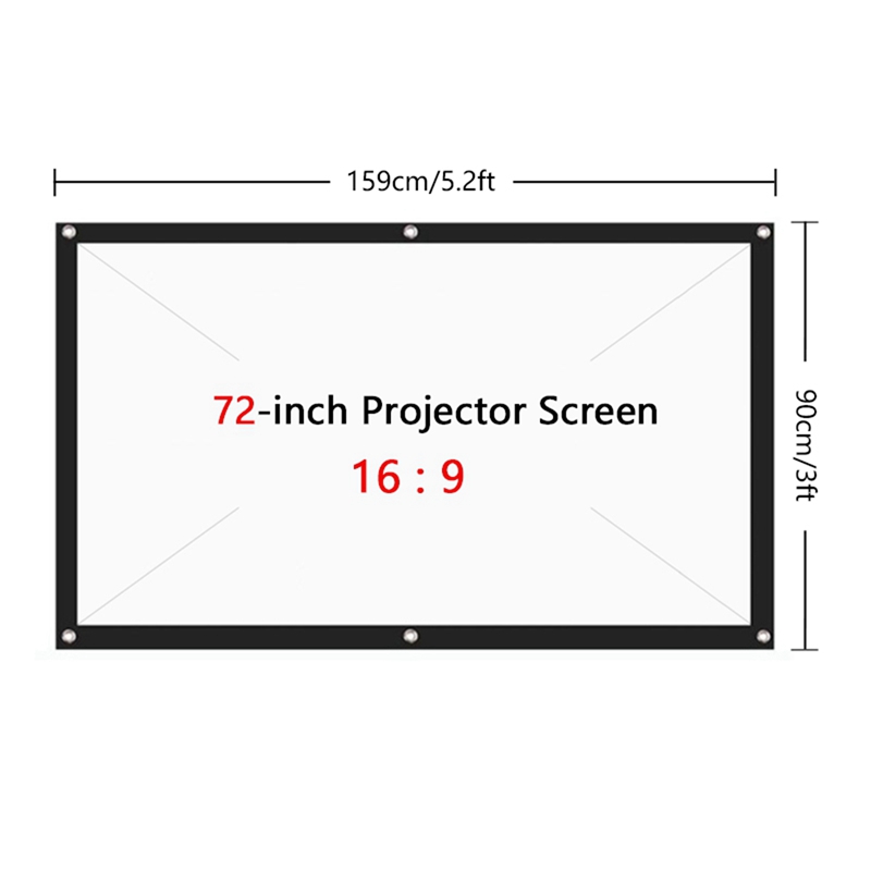 2X Portable Projector Screen for Home Theater Outdoor HD White Foldable Anti-Crease (72Inch)
