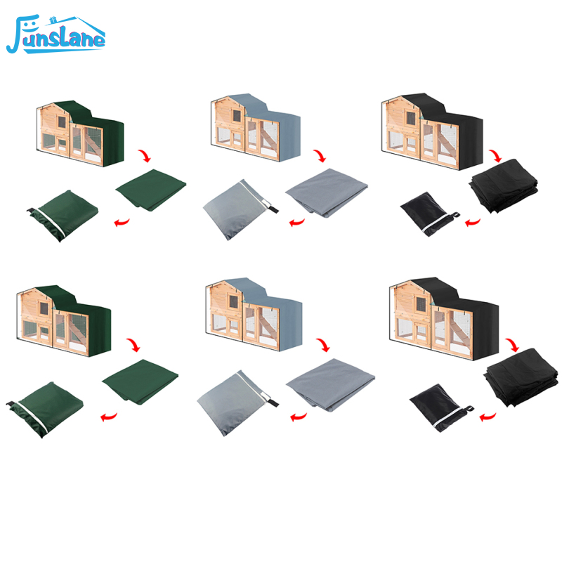 FunsLane Triangle Rabbit Hutch Cover 210D Oxford Cloth Waterproof Bunny Hutch Cage Dust Cover Guinea Pig Animal Hutch Elevated Cover Small Animal Cage Protective Cover ราคา 497 บาท*ส่งฟรี