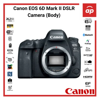(12 + 3months Warranty) Canon EOS 6D Mark II DSLR Camera (Body Only) + Freegifts
