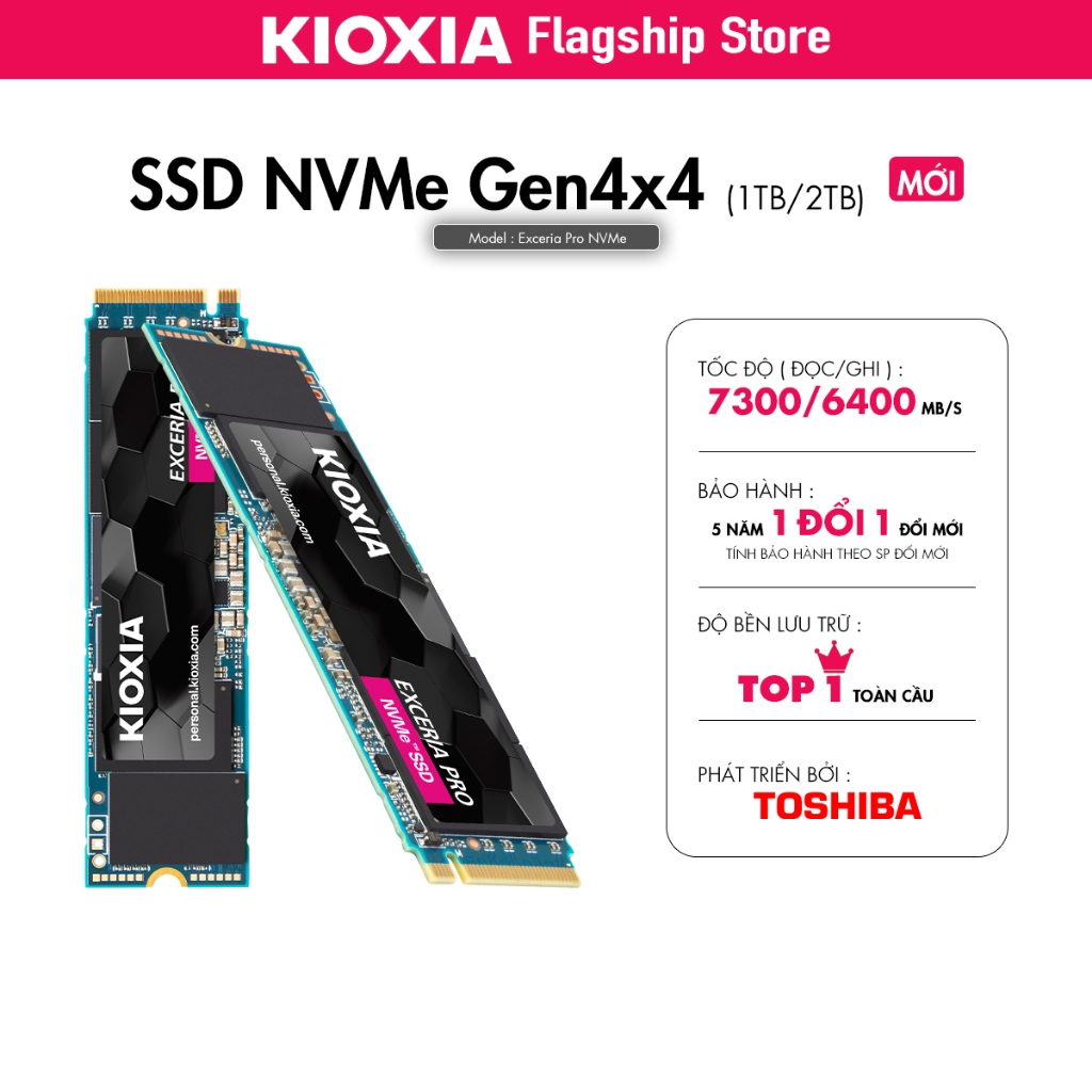 Ổ cứng SSD KIOXIA M2 PCIe 4.0 NVMe Gen4x4 2280 [ Exceria Pro NVMe ] - Hàng Chính Hãng ( 1TB 2TB )