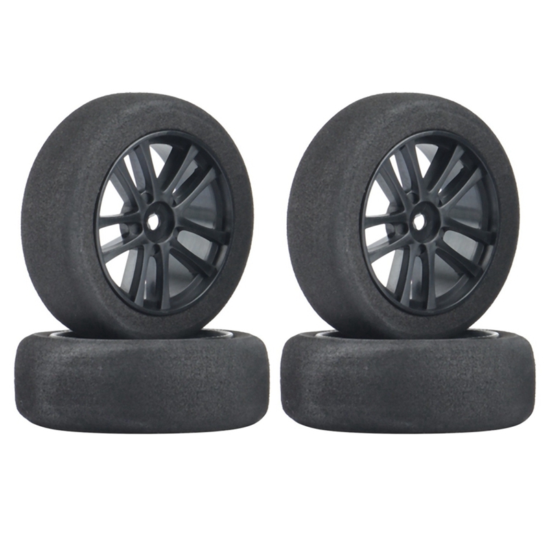 4Pcs 65mm Sponge Tires Foam Wheel Tyres Anti-Skid Silent for 1/10 RC On-Road Racing Car TT01 TT02 TA06 D4 Replacement Accessories