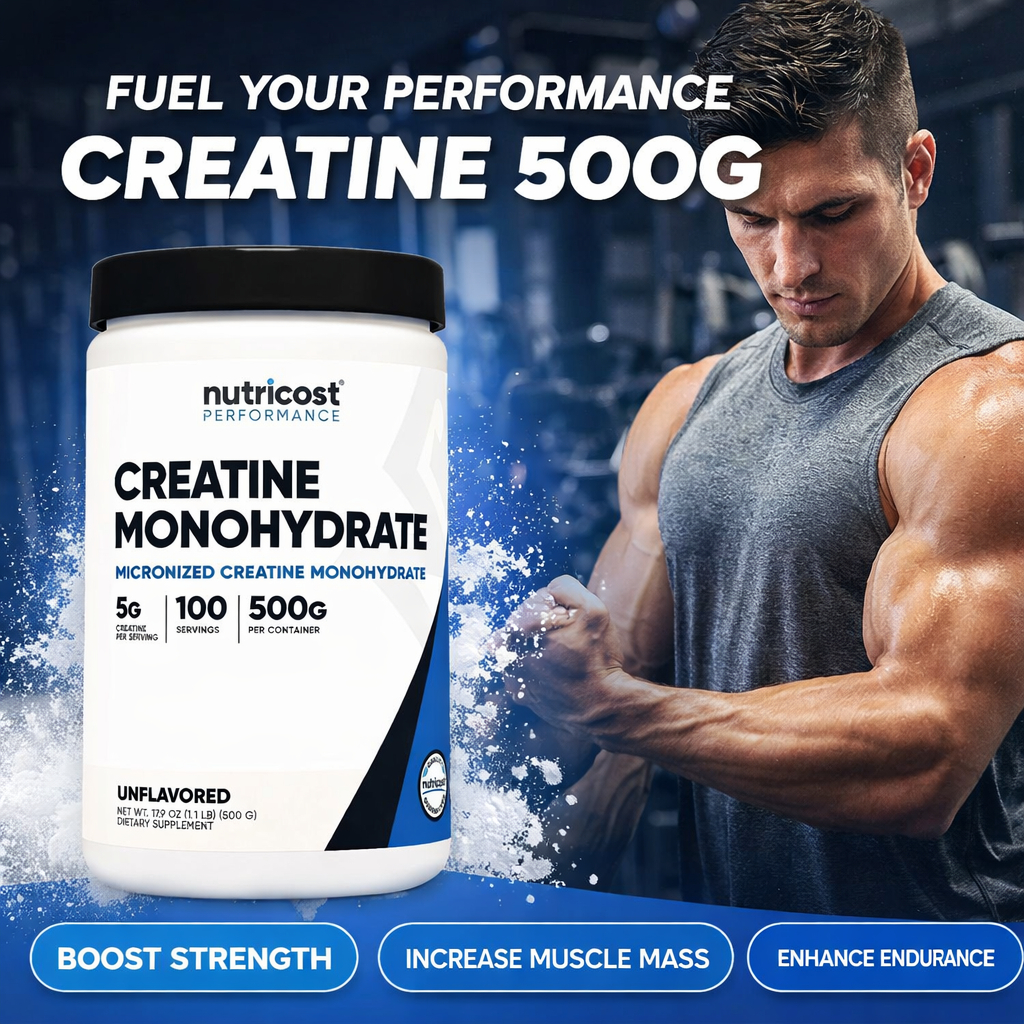 Bột Tăng Sức M ạnh và Ph át Triển C ơ Nutricost Creatine Mono hydrate 500g - - SẢN PHẨM ĐƯỢC CHỌN LỌC, SỬ DỤNG CỰC THÍCH, ĐƯỢC ƯA CHUỘNG TRÊN THỊ TRƯỜNG, KHÁCH YÊU CÓ THỂ TRẢI NGHIỆM VÀ PHẢN HỒI CHO SHOP NHÉ