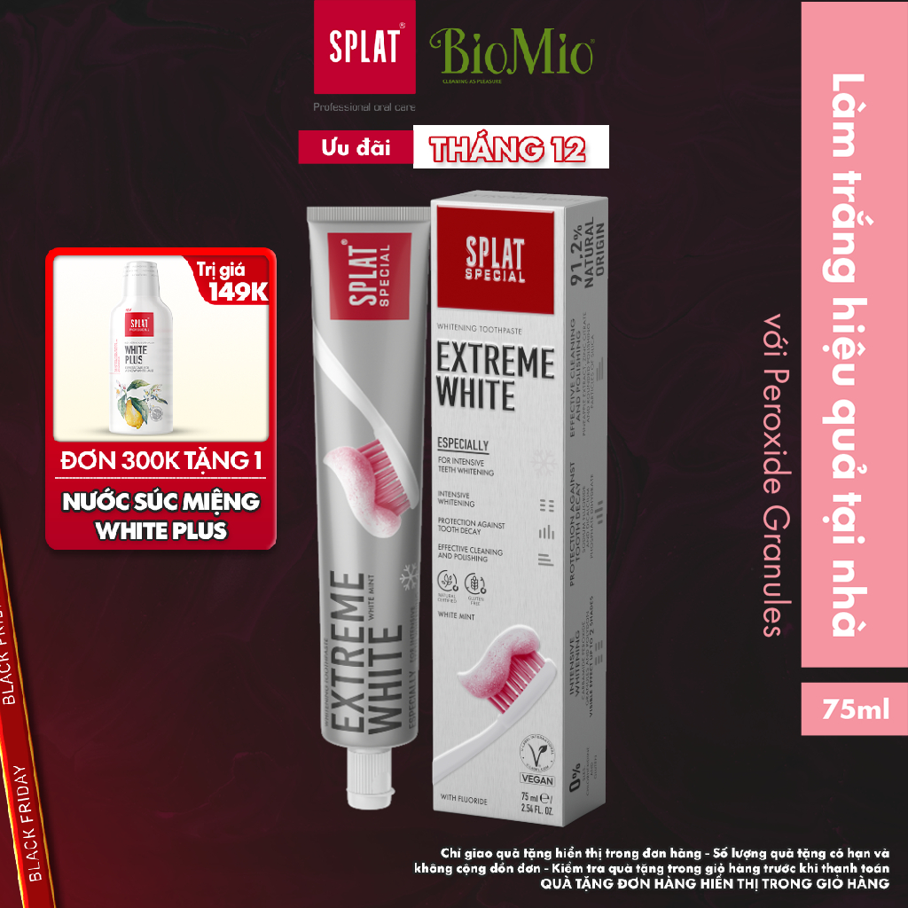  Kem Đánh Răng Làm Trắng Răng SPLAT Extreme White Special Chứa Các Hạt Siêu Nhỏ Giúp Làm Trắng Nhanh Chóng Hiệu Quả 75ml 