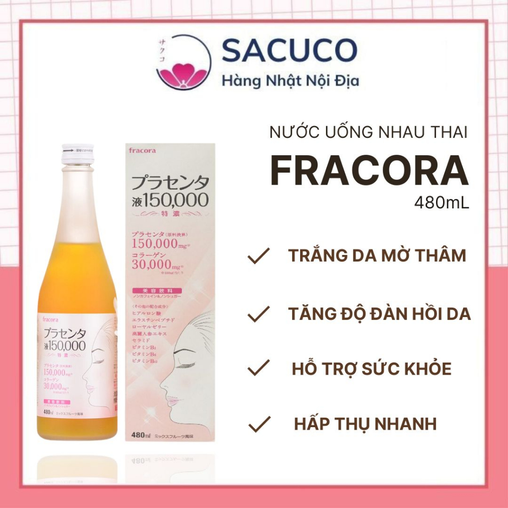 Nước Thần Fracora Placenta Căng Bóng, Giảm Nhăn, Sáng Da Fracora Placenta 480ml [hàng nhập khẩu chín