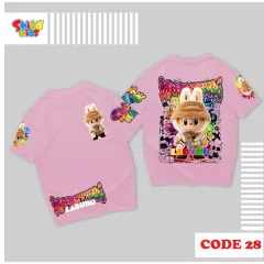 Kaos Labubu Anak Pink SHIBAKIDS C28  Usia 3 tahun s/d 14 tahun baju anak cewek tangan pendek