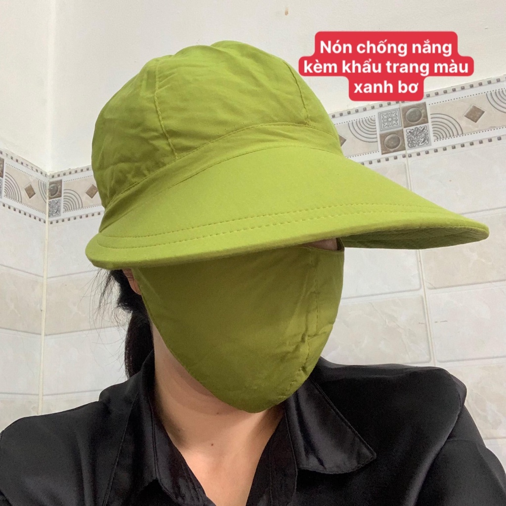 Nón chống nắng kèm Khẩu Trang Che Kín mặt Chống Tia UV Cực Tốt