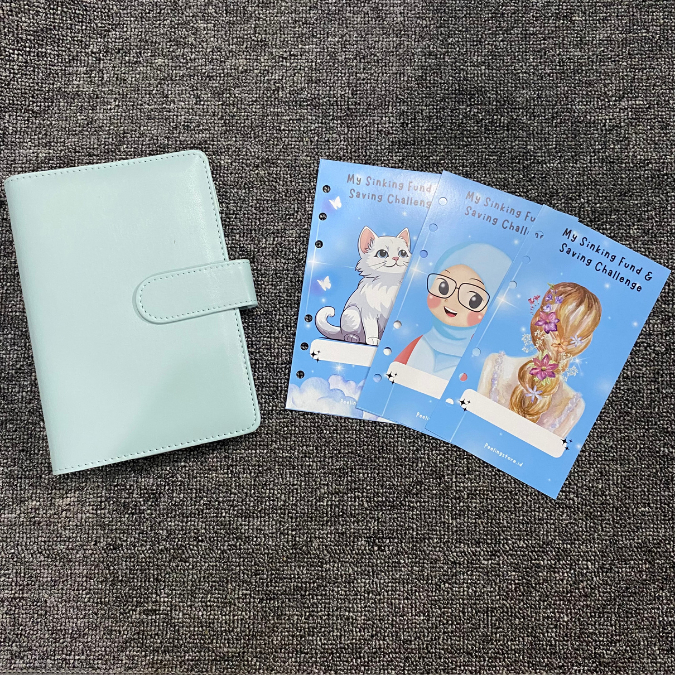 [6 Ziplock] Part 1 Paket binder Nabung binder keuangan ukuran A6 Binder Kulit