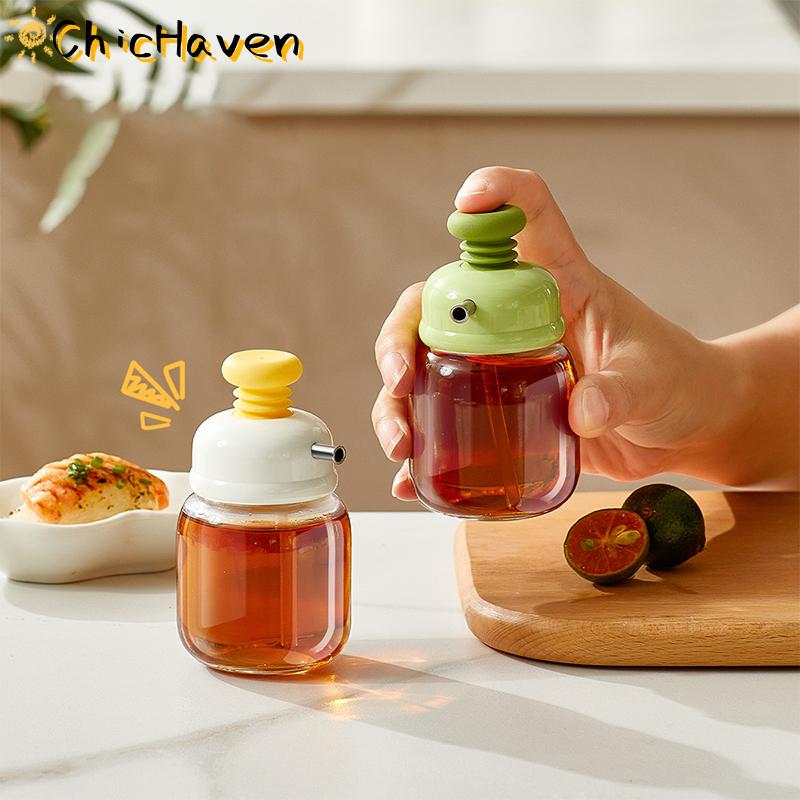 ChicHaven 100ml dầu ăn Jar chai thủy tinh loại Báo Chí gia vị lưu trữ chai gia vị Đồng hồ đo kiểm soát dầu chai