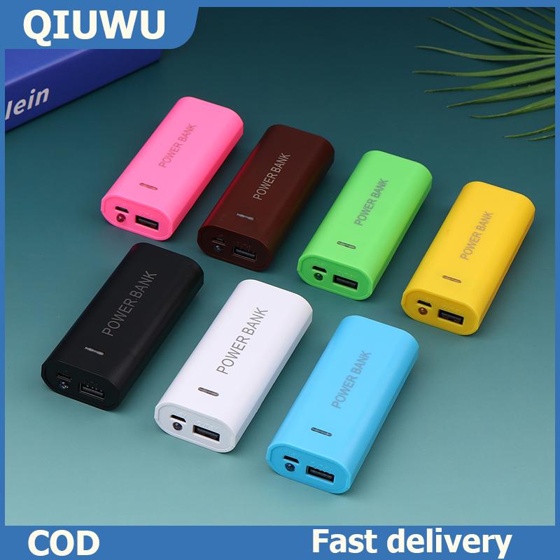QIUWU เคสพาวเวอร์แบงค์แบบพกพากล่องแบตเตอรี่18650 2ก้อนสำหรับสมาร์ทโฟนชาร์จ5V 1A สำหรับแบตเตอรี่18650พร้อมไฟแสดงสถานะ ราคา 54 บาท*ส่งฟรี