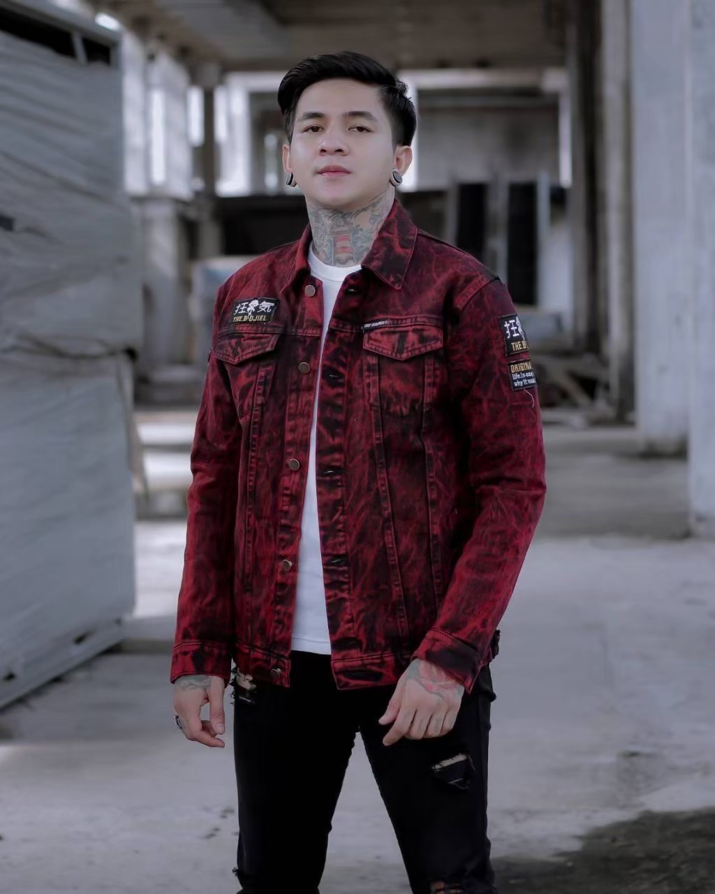Jual Red Denim Jacket Cropped Terbaru 