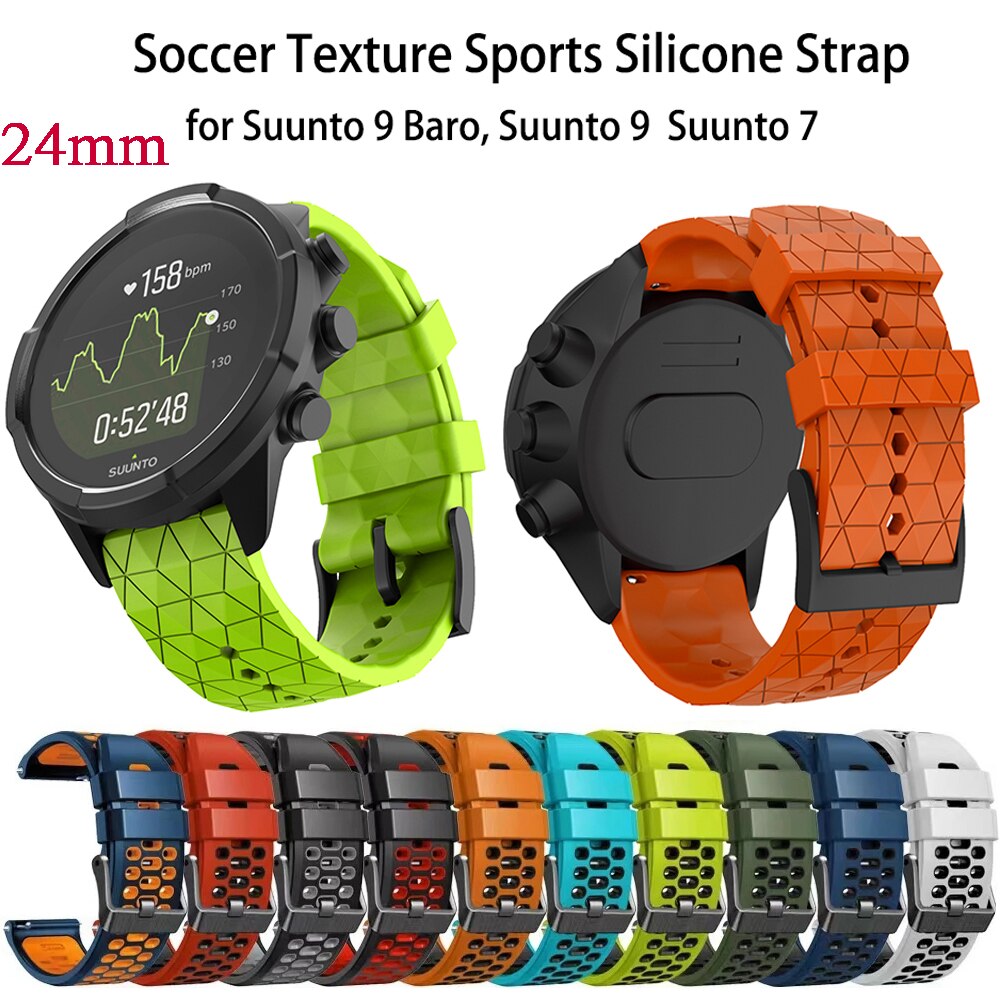 24Mm Watch Band For Suunto 7 Suunto 9 Replacement Wristband Soft Silicone