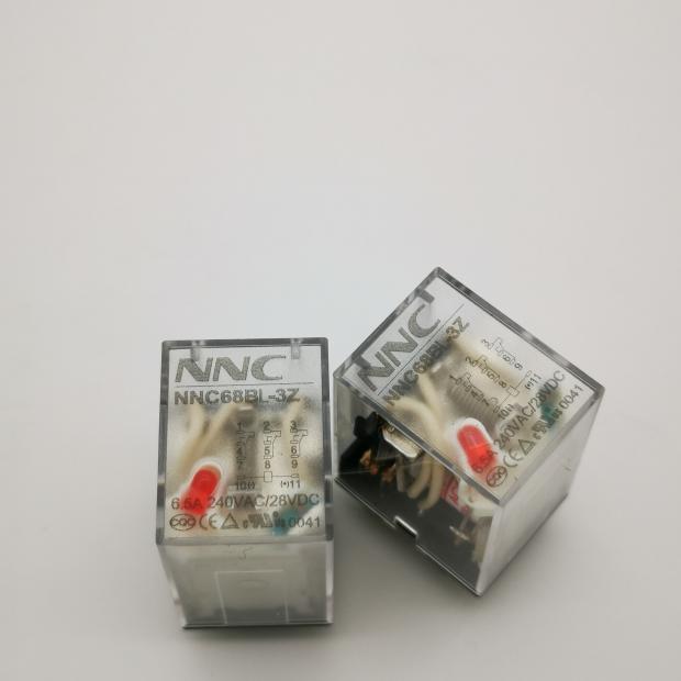 Rơ-le Trung Gian NNC68B-3Z XinDa - 3NO+3NC, 11 Chân, AC220V/DC24V/12V, Có Đèn, Đế PYF11A, Điều Khiển Máy Công Cụ - AC220V Với Đèn
