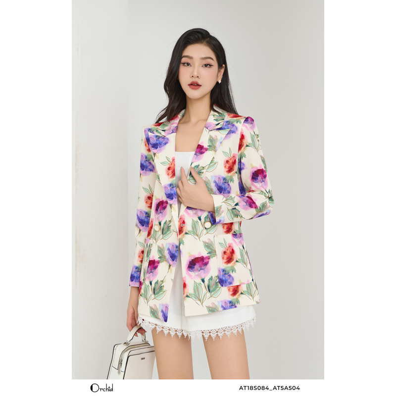 Áo khoác blazer 4 khuy chất mango hoa cao cấp Orchid - AT18S084