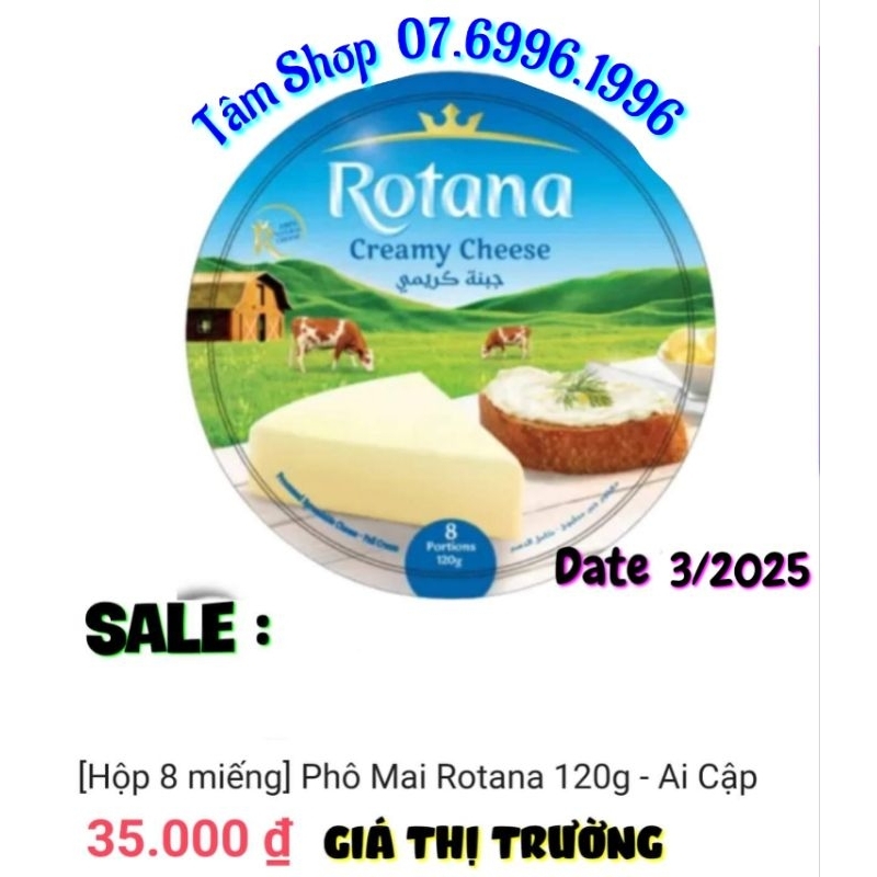 HỘP 8 MIẾNG PHÔ MAI ROTANA (HỘP 120G) - NHẬP KHẨU AI CẬP