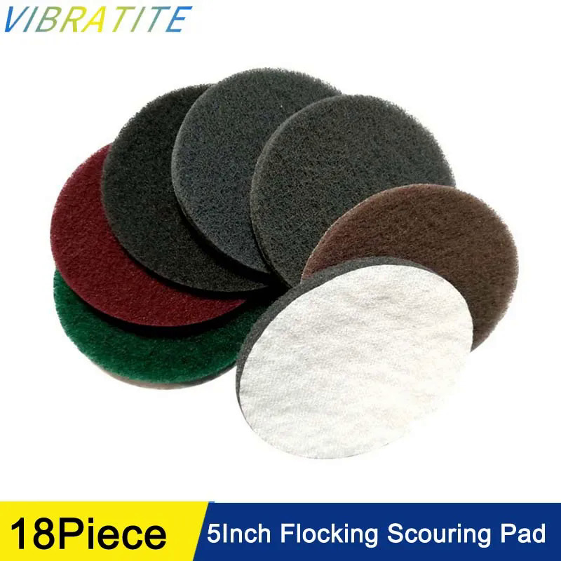 18 cái 5 inch 125 Mét cọ rửa Pad 240-800 Grit đa mục đích đổ xô công nghiệp Heavy Duty Nylon vải để đánh bóng & mài