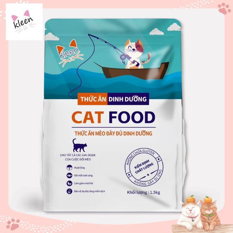 Thức Ăn Cho Mèo Kleen Cat - Hạt Cho Mèo Mọi Lứa Tuổi, Cung Cấp Dinh Dưỡng, Nuôi Mèo Tiện Lợi