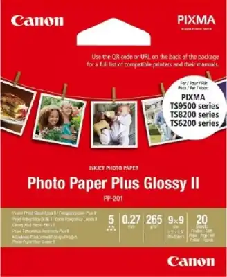 Canon PP-201 3.5" x 3.5" Photo Paper Plus Glossy II (20 sheets) - 4 SET=80SHEETS