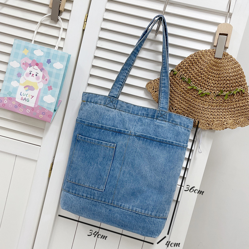 Denim Shoulder Bag Canvas Tote Bag for Women Large Capacity Casual