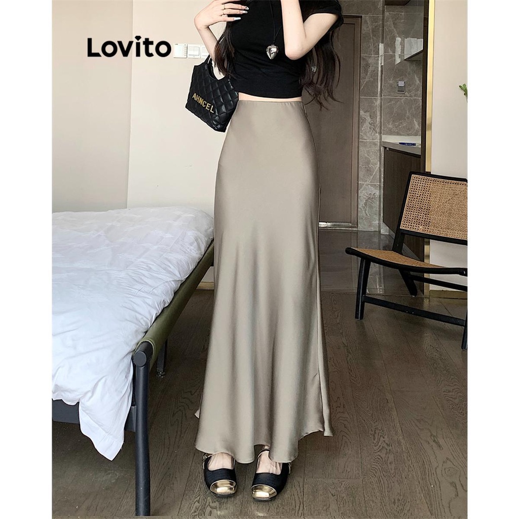 Lovito Váy dây kéo trơn thanh lịch cho nữ LNE43029
