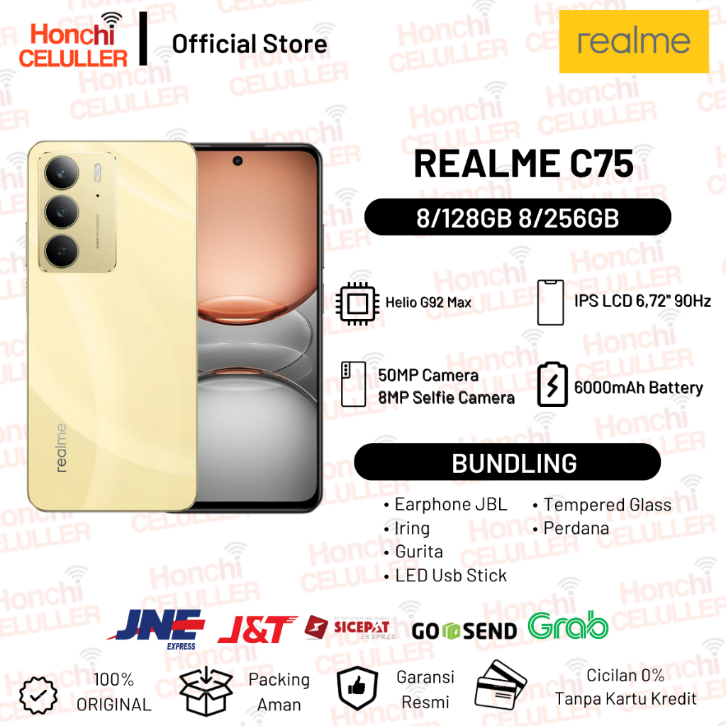 Realme C75 8/256GB 8/128GB IP66/68/69 Dust & Water Resistance Military Grade Shock Resistance 6000mAh Massive Battery Garansi Resmi Indonesia Harga  2,399,000 Ringgit*Penghantaran Percuma