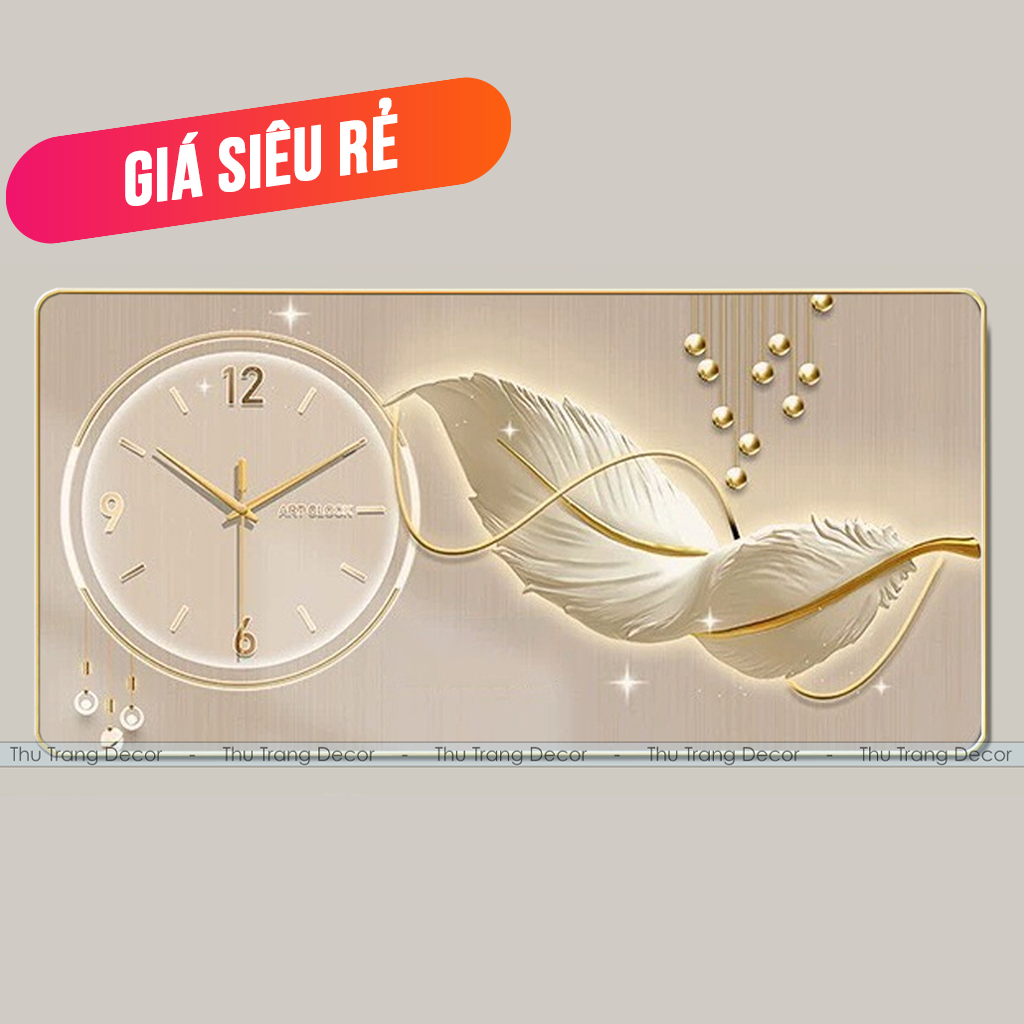 Đồng Hồ Tráng Gương Treo Tường "LÔNG VŨ" In UV 5D Cao Cấp